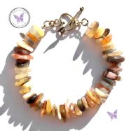 Botswana Agate Nugget Chip Bracelet With Heart Toggle